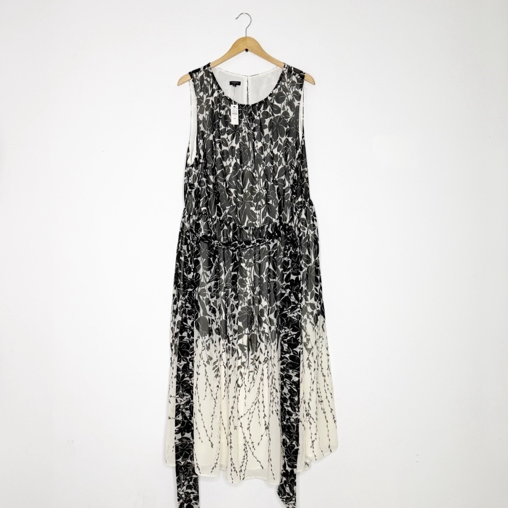 Talbots Plus Black White Floral Sleeveless Midi Dress 22W NWT - Picture 2 of 7